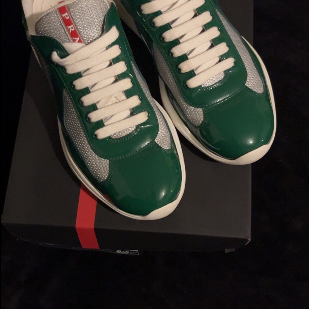 Prada Men's Green and Gray Sneakers - Picture 3 of 6